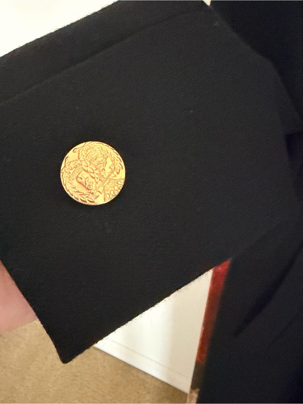 🍁 JG HOOK Vintage Women's Black Long 100% Wool Coat with Gold Buttons (Size 6) - Picture 4 of 7